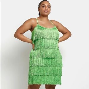 NWT River Island Green Fringe Dress